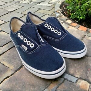 Vans Off the Wall Navy Blue‎ Canvas Deck Side Laceless Slip On Sneakers 5